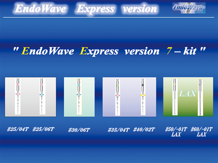 EndoWave Express version 7 ‑ kit “EndoWave series” 計7本で構成されており、ほぼ全根管を網羅できる。