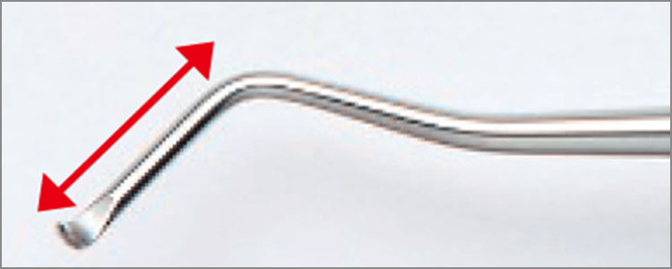 Line Neck＃2のネック部の長さは13mmで頰舌的な剥離が行いやすい