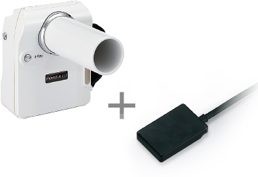 ポータブルX線装置（ポートエックスⅢ）とデジタルX線センサー（メガディクセル）のイメージ