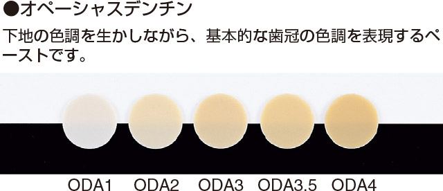 オペーシャスデンチン（A系色）の色調の写真