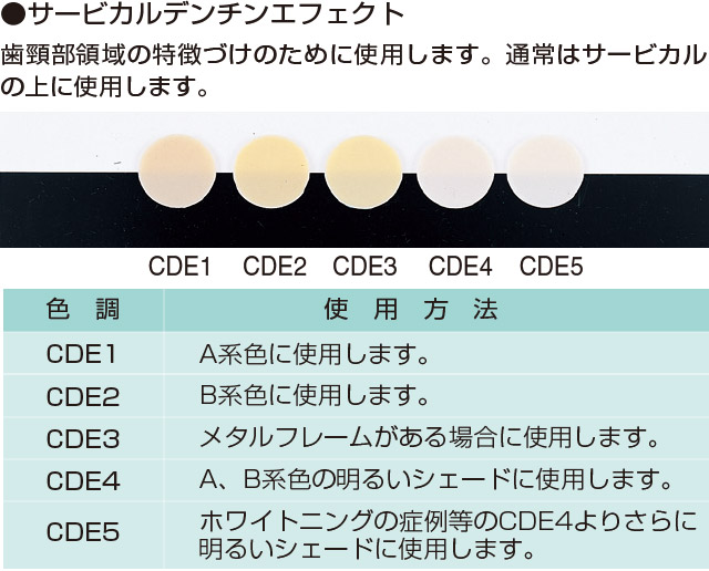 サービカルデンチンエフェクトの色調の写真と表