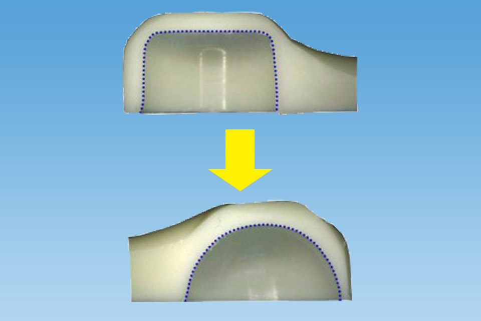 図9 スプーンの内側の形状が改良され、粉材の付着を防いでより正確な計量が可能になった。