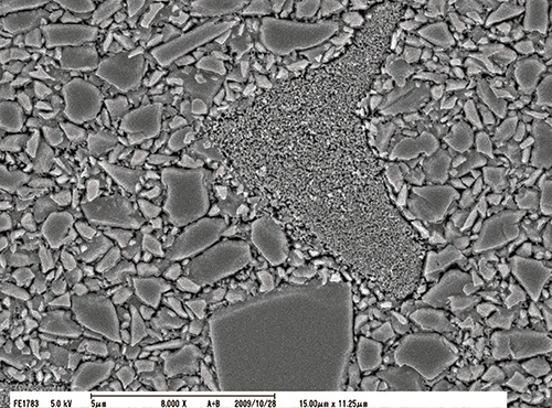 サンメディカル社のファンタジスタコンポジットレジン硬化物のSEM像（ｘ8,000）