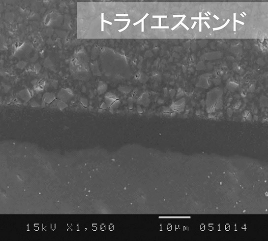 図11 トライエスボンド NDの接着界面の走査電顕像。