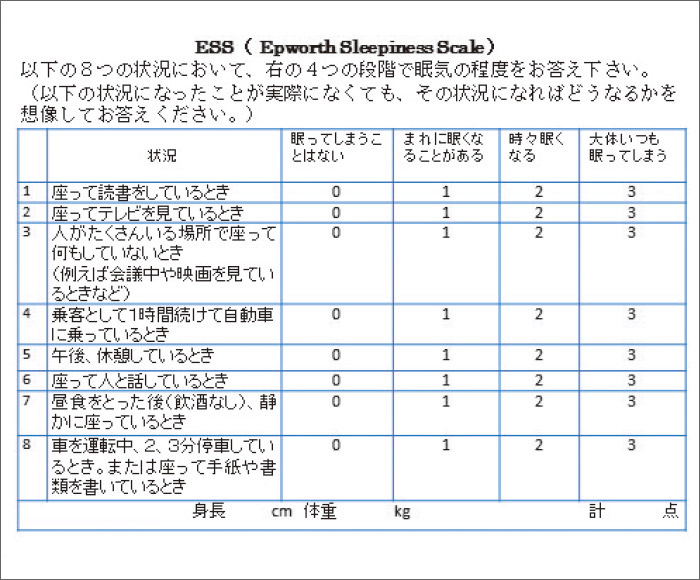 表1 ESSシート