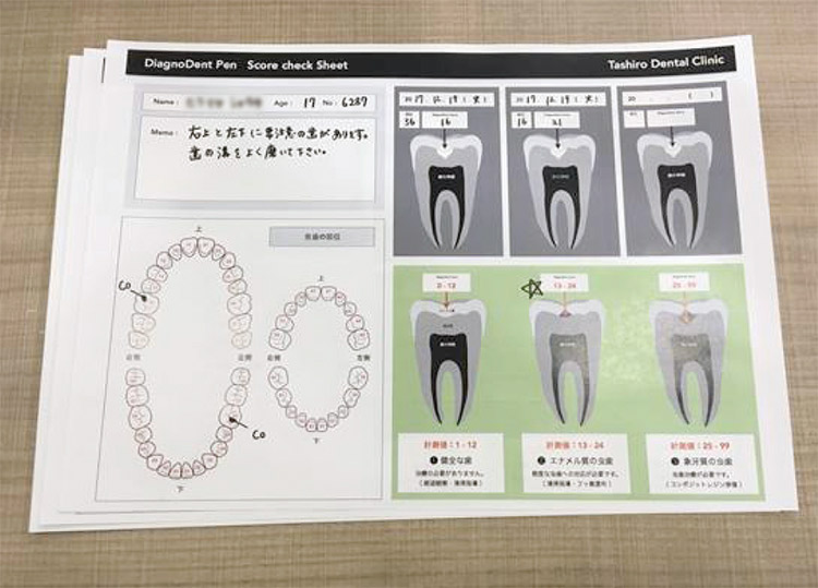 図B 「ダイアグノデントペン」診査結果記入シート