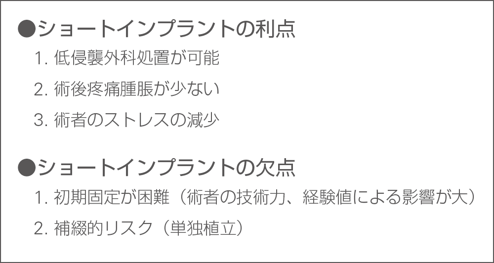 ショートインプラントの利点と欠点