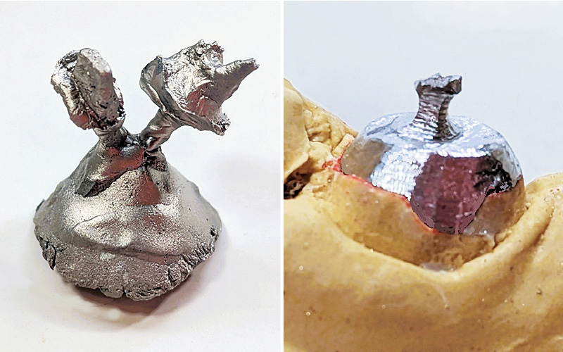 [写真] 鋳造体（銀合金 砂落とし後）の適合状態