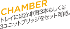 CHAMBER トレイにはZr単冠３本もしくは３ユニットブリッジをセット可能。