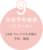 9. 次回予約確認（リコール）　LINEでいつでも手軽に予約、確認