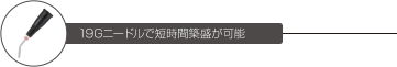 19Gニードルで短時間築盛が可能