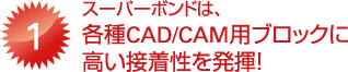 [1]スーパーボンドは、各種CAD/CAM用レジンブロック、支台歯材料に高い接着性を発揮！