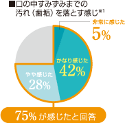 口の中の隅々までの汚れ（歯垢）を落とす感じ※1　[75%が感じたと回答]